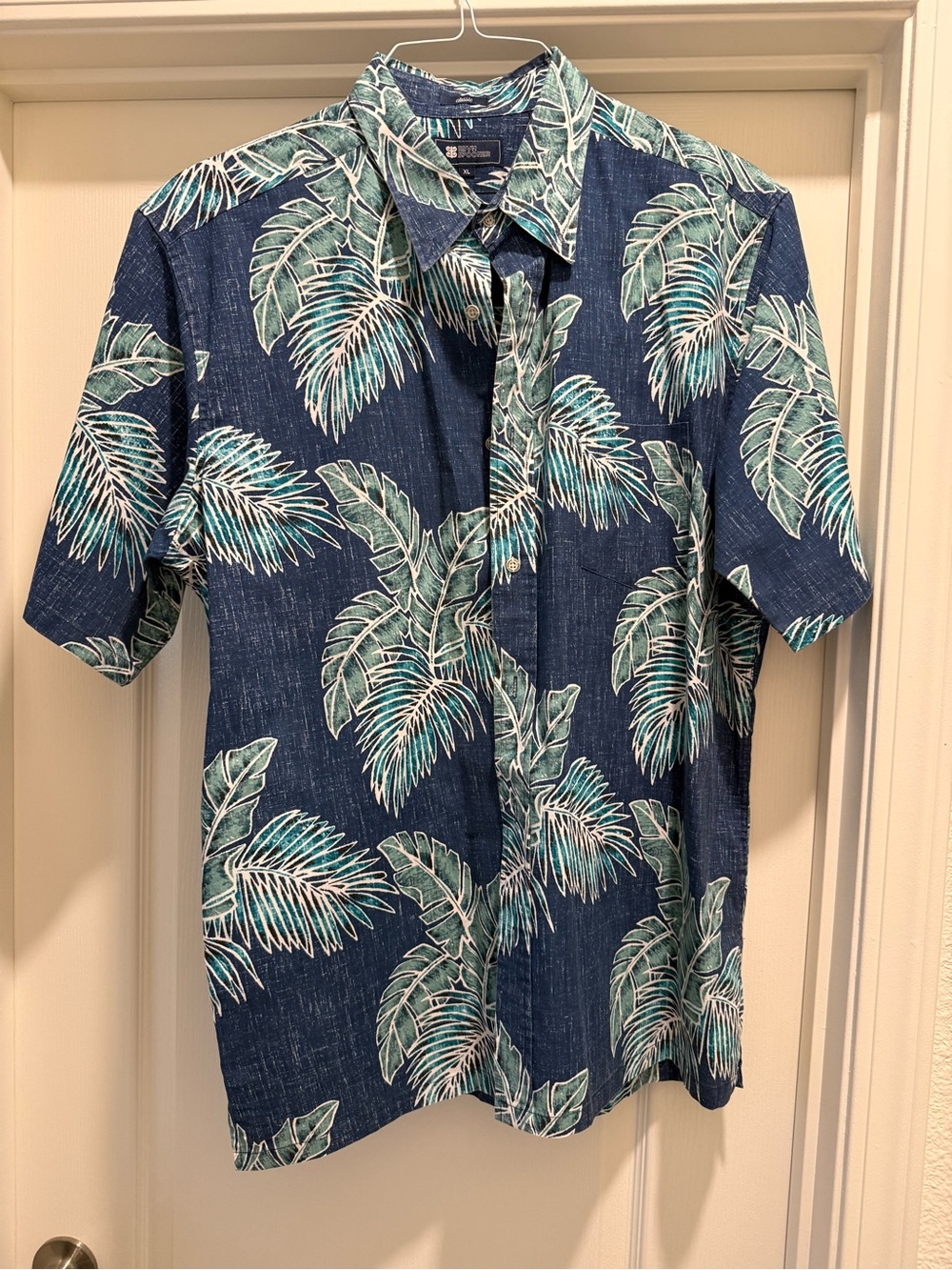 reyn spooner Navy Blue Palm Leaf Button-Up Shirt